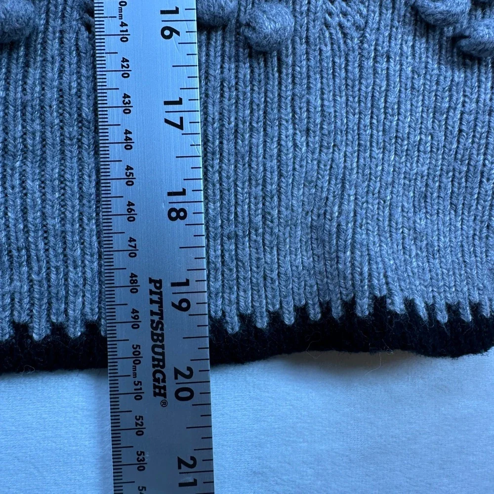BCBGMAXAZRIA Mock Neck Bobble Knit Sweater Merino Wool Grey Size‎ Large
